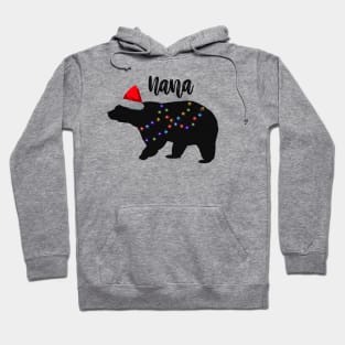 Nana Bear TShirt Christmas Pajamas Matching Santa Hat Lights Hoodie